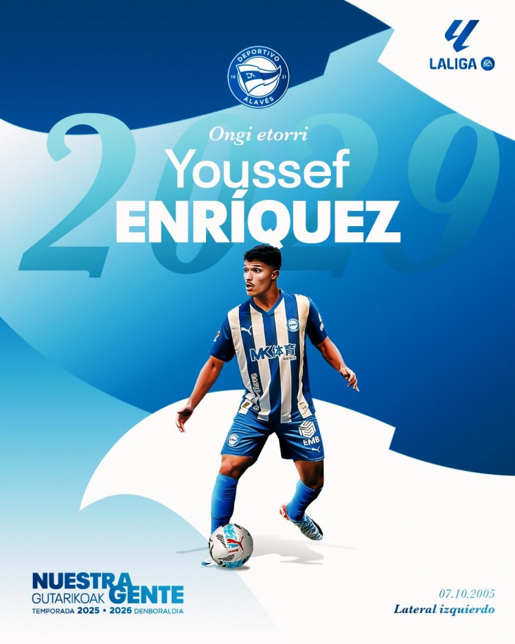 皇冠体育-皇马官方：青训小将尤瑟夫转会阿拉维斯，祝愿他新阶段一切顺利